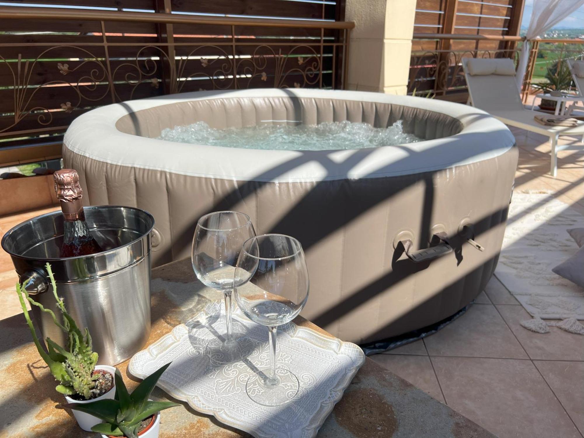 Doormat# Wait 'N Sea, Jacuzzi, Luxury Stone House Apartment Epanomi Exterior photo